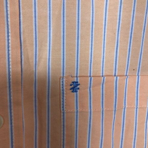 IZOD saltwater Long sleeve button down Mens Small Orange Strip - Picture 6 of 6